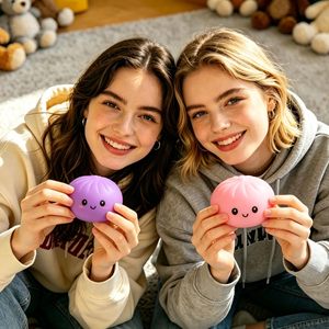 Met-edianger Dumpling Toy 4pcs TPE Squeeze Stress Ball Steamer Box Fidget Sensory Toy for Kids Age 5 7 Years Unisex - Product Image 2