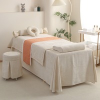 Ensemble de 4 housses de lit de luxe pour salon de beauté, drap de massage facial en coton pour spa et salon de lavage d'oreilles