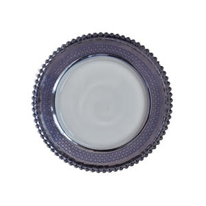K11 Wedding 13 Inch 33cm Classic Eco-Friendly Glass Plate Dish Charger Plates with <b>Turquoise</b> <b>Beaded</b> Edge for Dinner Use - Product Image 2