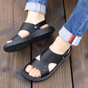 Comfortable Breathable Rubber Sole Flat <b>Heel</b> Sandals <b>For</b> <b>Men</b> Women Casual Driving Summer Beach Wear - Product Image 2