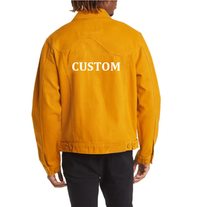 Custom Designs Fashion <strong>Men</strong> Orange Denim Jacket <strong>Purple</strong> 100% Cotton Canvas Trucker Jackets for Male - Product Image 2