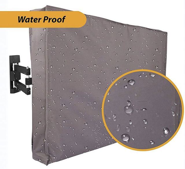Outdoor TV Cover 50" 52" Gray Weatherproof Universal Protector Remote LCD LED Decor Television Screens Built in Bottom Cover