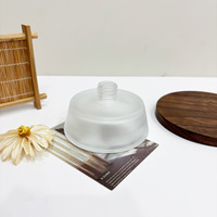 Flacon diffuseur de parfum en verre dépoli de luxe, vide, rond et plat, pour huiles essentielles, avec bouchon argenté, pour la décoration intérieure