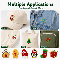 En gros, Badges brodés thermocollants en chenille de Noël (Père Noël, Bonhomme de pain d'épices, Sapin) en stock, prêts à être expédiés