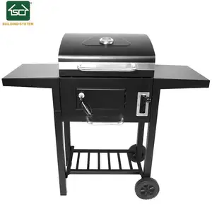 SCB-115 BBQ Grill Round Charcoal Stove Outdoor Bacon Portable 3 in 1 Barbecue Double Deck Smoker Oven Camping Picnic Cooking