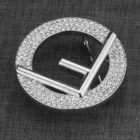 Taille intérieure 40mm alliage de zinc personnalisé lettre F logo cristal strass diamants boucle de ceinture de luxe occidentale