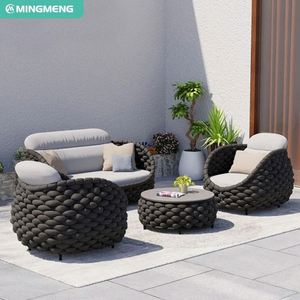 Muebles de Jardín de Diseño Moderno para Patio, Conjunto de Jardín de Ratán y Aluminio - Product Image 6