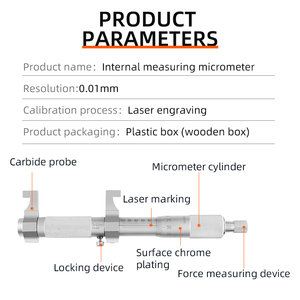 Binnenste <span class=keywords><strong>Micrometer</strong></span> Gatboring Binnendiameter Metermeter 5-30/25-50/50-75/75-100Mm Bereik 0.01Mm Precisie