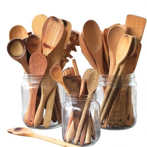 Wholesale 100% Natural Reusable Lightweight Wooden Matte Polish Vintage Cutlery Set <b>Spoon</b> Fork Parties Sustainable Dishwasher - Product Image 1