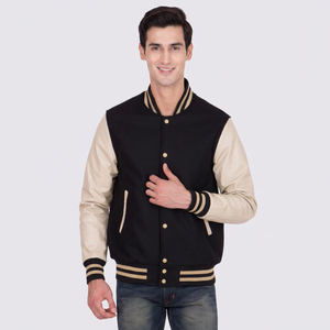 OEM ODM Customized High Quality Varsity <b>Jackets</b> Leather For <b>Men</b> Winter Wear <b>White</b> American Style Competitive Price - Product Image 1
