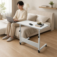 Table de chevet mobile réglable avec roulettes pour canapé, chambre, travail sur ordinateur portable et bureau à domicile