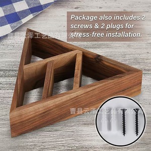 Cross-border wooden <b>wall</b>-<b>mounted</b> <b>shelf</b>, simple decorative multi-layer wooden display rack, living room <b>wall</b>-<b>mounted</b> triangular - Product Image 4