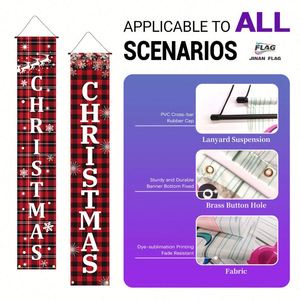 Dísticos Decorativos Navideños con Temática Roja, Material de Poliéster, Nuevas Decoraciones Festivas 2025, Colores Vibrantes para el Hogar/Tienda/Puerta - Product Image 3