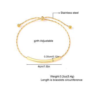 Pulseras de Cadena Personalizadas de Acero Inoxidable con Baño de Oro KISSWIFE, Pulsera de Barra Lisa con <span class=keywords><strong>Nombre</strong></span> Grabado para Enamorados - Product Image 6