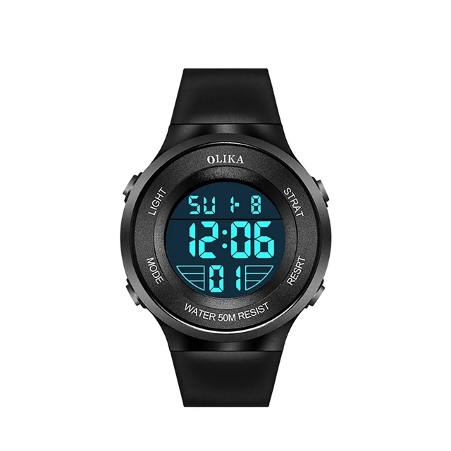 OLIKA 8808 New Arrival Mens Digital Watch Latest Silicone Band Water Proof Week Display Vintage Sports Watch Supplier