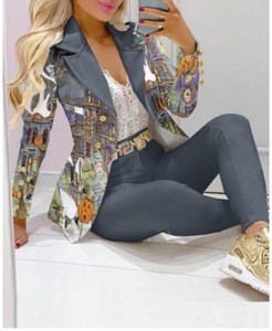 Conjunto de chaqueta de manga larga de oficina para mujer de primavera para mujer, trajes de oficina Formal, conjunto de pantalones de dos piezas, trajes de negocios para mujer - Product Image 4