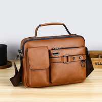 Sac Messager en Cuir PU Véritable avec Logo Personnalisé pour Ordinateur Portable Hommes, Sac à Bandoulière d'Affaires Grande Capacité Étanche