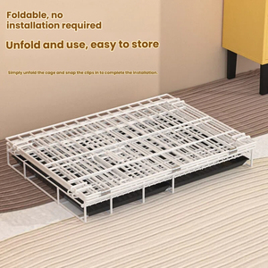 Cage à lapins pliable à double couche en métal robuste, pour usage intérieur/extérieur, grande/petite, avec grille de 2 cm et plateau en plastique. - Product Image 4