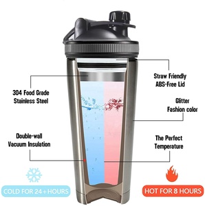 Bouteille <span class=keywords><strong>shaker</strong></span> de sport 304 personnalisable, thermos, disponible en 18 à 24 once, en acier inoxydable, étiquette privée, isolée, avec logo personnalisé - Product Image 6