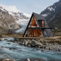 Villa de Ferme de Campagne Haut de Gamme Modulaire Préfabriquée pour Hôtel et Hébergement d'Invités Projet S990 Pro Maison en A-Frame