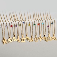 Collar con Colgante de Piedra de Nacimiento de Circonita, Chapado en Oro de 18K, Multicolor, Económico, para Mujer, con Signo Zodiacal Brasileño, XRNH4