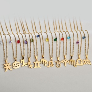 Collar con Colgante de Piedra de Nacimiento de Circonita, Chapado en Oro de 18K, Multicolor, Económico, para Mujer, con Signo Zodiacal Brasileño, XRNH4 - Product Image 2