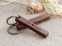 Vente en gros de porte-clés personnalisés écologiques rectangulaires pour mariage, anniversaire, avec logo imprimé à l'écran, en acier inoxydable et en bois