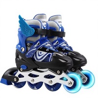 Patins à roulettes en gros du fabricant, roues lumineuses individuelles, patins en ligne réglables pour enfants, unisexe, en PU, tissu maillé, PVC