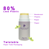 Tube en carton kraft écologique personnalisable pour déodorant et baume à lèvres, avec mécanisme rotatif ou poussoir, vente en gros