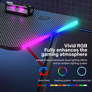 Bàn làm việc chơi game, học tập, làm việc tại nhà thiết kế tùy chỉnh bán chạy, mặt bàn sợi carbon hình chữ Z, đèn LED RGB - Product Image 2