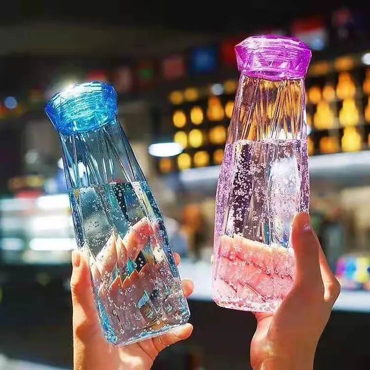 High Quality Factory New Cheap Price Creative Rhombus Bling Colorful Glass Product Wholesale Water Bottles