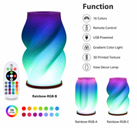 Lampe de chevet créative nordique avec vase à fleurs - Lampe à ondulations d'eau RGB imprimée en 3D pour chambre à coucher