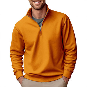 <span class=keywords><strong>Felpa</strong></span> da Uomo Personalizzata con Logo Ricamato, Zip a 1/4, Manica Lunga, Collo Alto, Tinta Unita, Anti-Pilling, 100% <span class=keywords><strong>Poliestere</strong></span> - Product Image 3