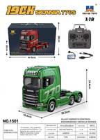 Camión Tractor RC Huina 1501 Profesional de Grado Hobby, Aleación Metálica 1/18, 19 Canales, 2.4G, 6WD, Modelo de Remolque de Ingeniería con Luz y...