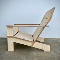 Chaise de salle à manger d'extérieur basse sans vis avec dossier et accoudoirs, en contreplaqué, design moderne, pour bar à domicile, bureau à domicile, parc