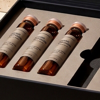 Boîte rigide personnalisée en carton noir pour 6 flacons de peptides, avec insert en mousse et logo estampé à chaud, impression offset, pour soins personnels