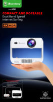 Mini projecteur de cinéma maison intelligent Android 14 LCD 4K HT51, 600 lumens, 1 Go de RAM, 8 Go de stockage, portable, léger, pour films et vidéos en extérieur