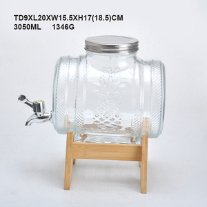 3L Thùng hình dạng mát uống sử dụng Glass đồ uống Jar với gỗ đứng nấu Nắp - Product Image 3