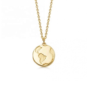 Gemnel Hàng Mới Về Trang Sức Bạc 925 Mặt Dây Chuyền Trái Đất Mạ Vàng Mặt Dây Chuyền Có Thể Khắc Tùy Chỉnh - Product Image 2