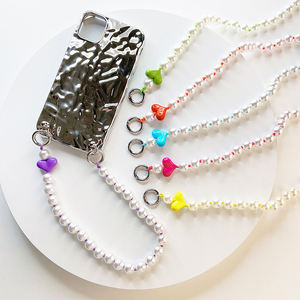 INS <span class=keywords><strong>perle</strong></span> Anti-perte poche mode coeur perlé chaîne de téléphone 32cm coloré étui pratique pour <span class=keywords><strong>iPhone</strong></span> sangles de téléphone portable - Product Image 2