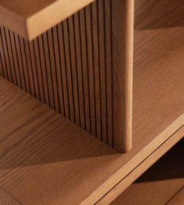 رف تخزين وعرض فاخر من خشب البلوط الإيطالي عالي الجودة، مكتبة مفتوحة عصرية لغرفة المعيشة والمكتب - Product Image 4