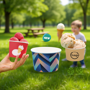 Coppetta Ecologica per Gelato 120cc, Bicchiere di Carta Usa e Getta con Design Riciclabile per Servire Dessert - Product Image 1