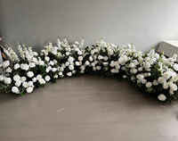 Rangkaian Bunga Artificial Putih Hijau untuk Lorong Pelaminan, Mawar Palsu, Hydrangea, Delphinium untuk Dekorasi Acara, Pesta, Gereja