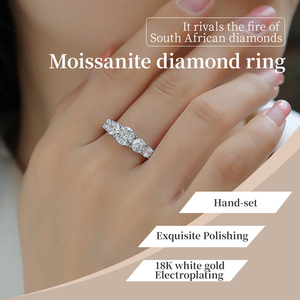 Conjunto de Anéis de Moissanite Personalizados em Prata Esterlina 925 Banhados a Ouro para Noivado, Joias de Casamento que Passam no Teste de Diamante, Estilo VVS, Aro Grosso Feminino - Product Image 5