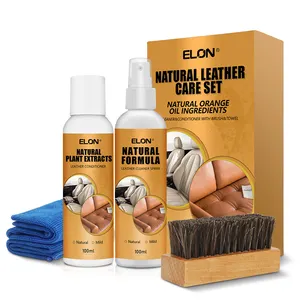 Embalagem personalizada Couro Natural Cleaner e Condicionador Care Kit com Escova De Limpeza/Toalha De Microfibra