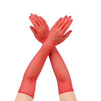 Guantes Largos de Malla Elástica para el Verano, Ideales para Fiestas, con Dedos