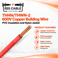 Fil de construction en cuivre THHN/THWN-2 600V avec isolation en PVC et gaine en nylon, résistant à la chaleur et à l'humidité