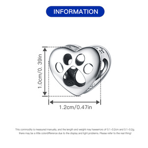 Original White Copper <b>Bead</b> <b>Bracelet</b> - DIY Heart-Shaped Hollow Dog Pendant Jewelry, Personalized Women's Accessory - Product Image 3