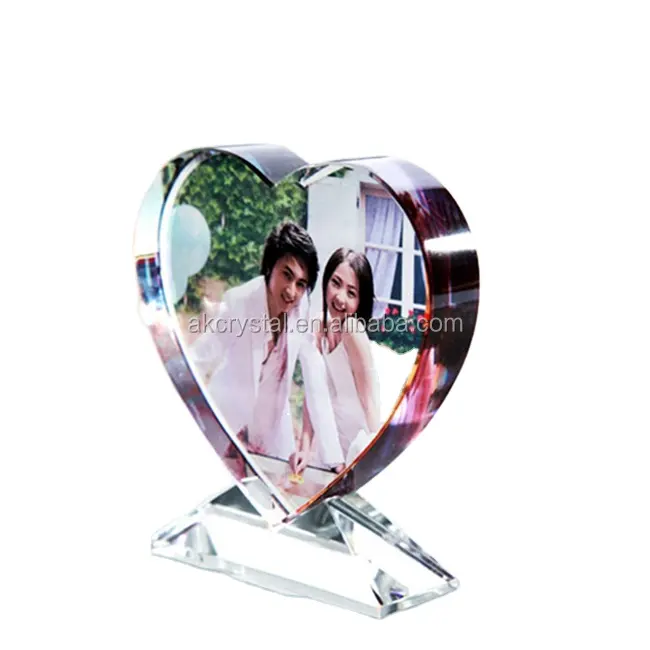 Beautiful Top Quality Wedding Heart Shape Crystal Frame Custom Photo Frame Crystal Paperweight