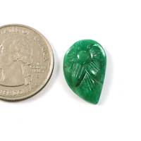 Émeraude Verte Naturelle AAA+ 13x19.50mm, Pierre Précieuse en Forme de Feuille Sculptée à la Main pour Bijoux et Guérison